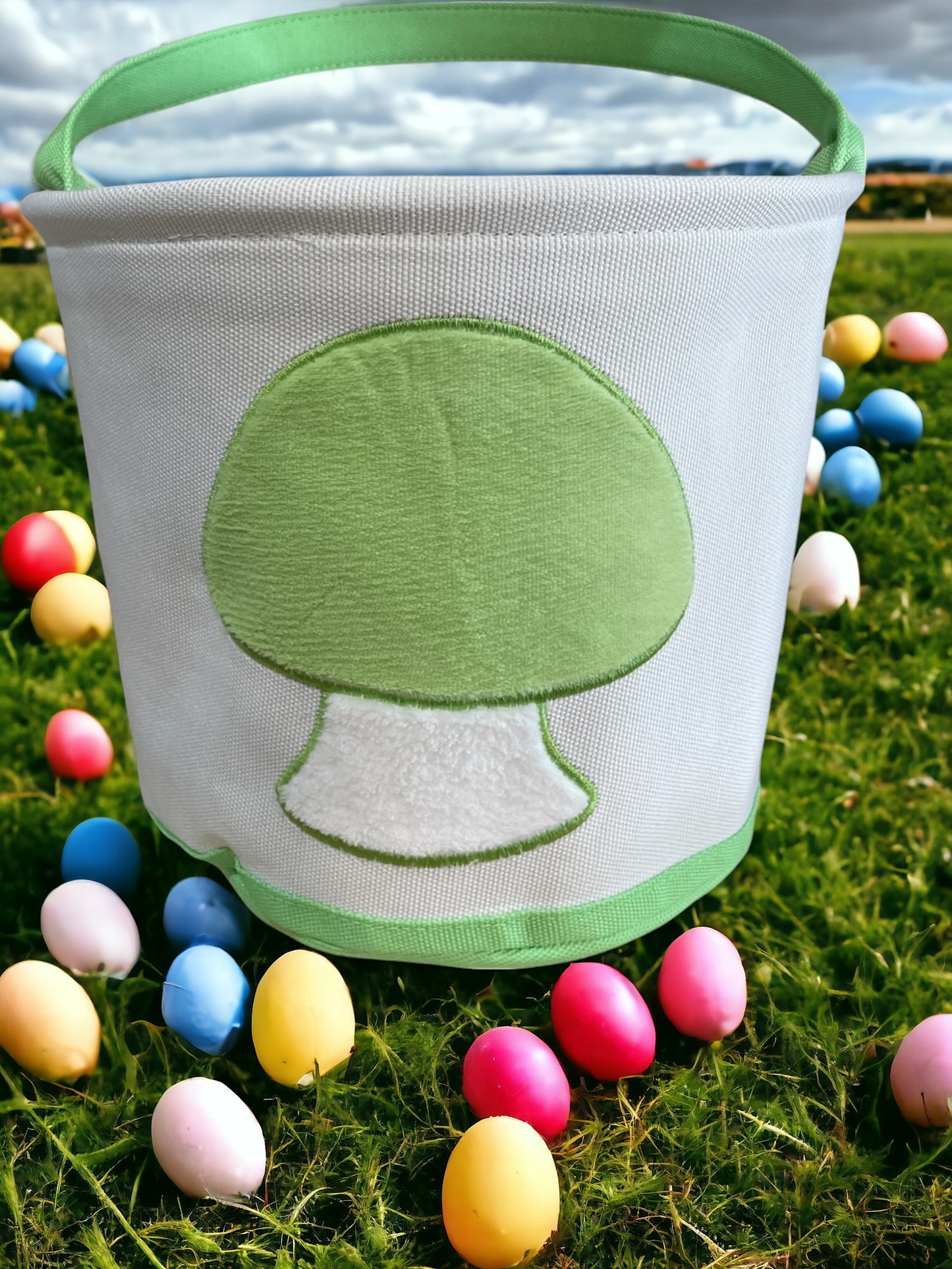 Personalized Green Mushroom Easter Basket