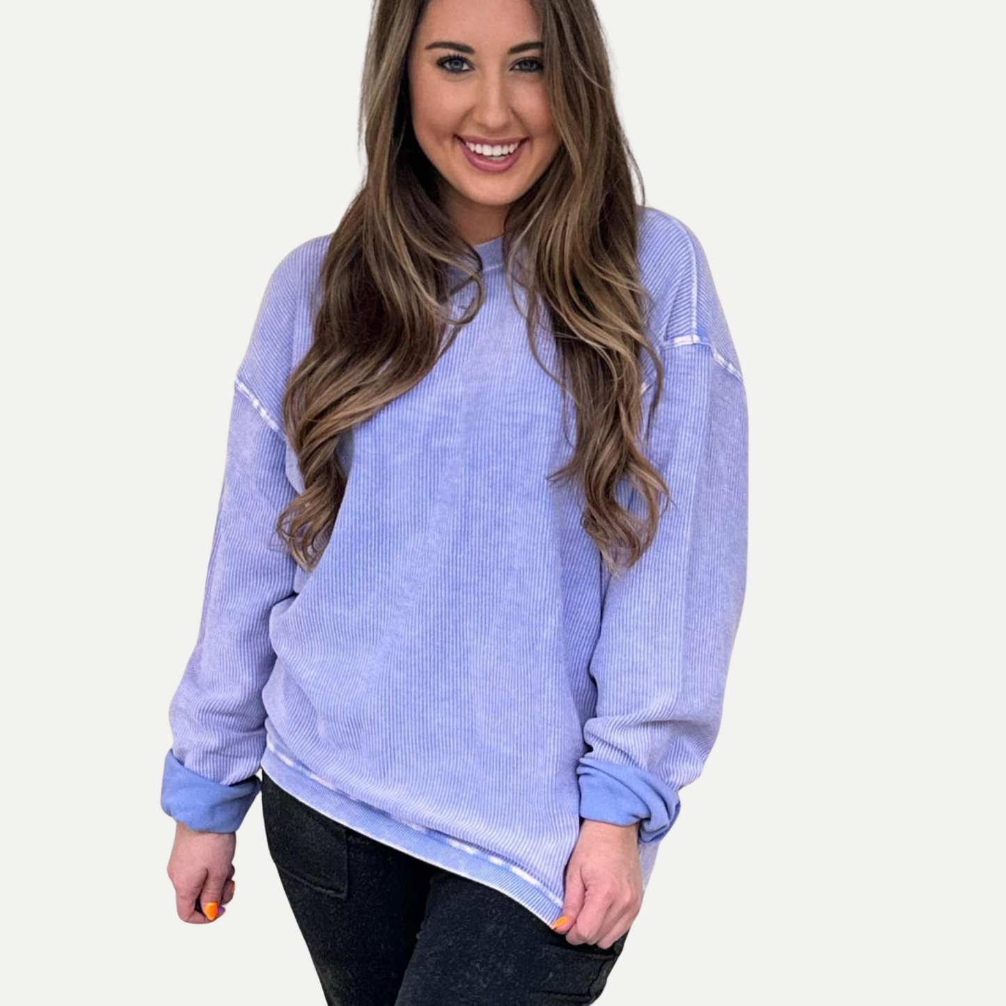 Luxe Corded Crew Sweatshirt