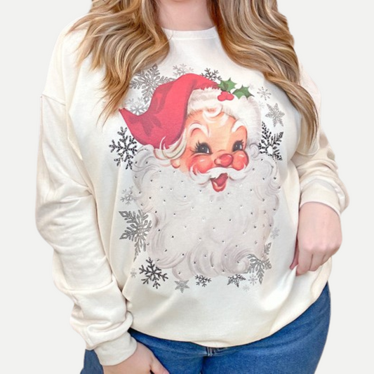 Vintage Santa Rhinestone Graphic Sweatshirt