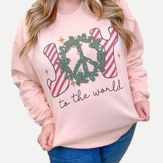 Joy To the World Graphic Rhinestone Sweatshirt