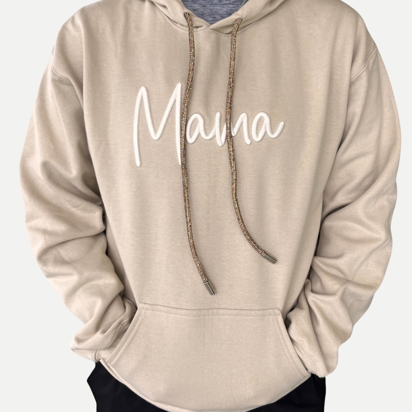 MAMA Puff Embroidery Bling Hoodie