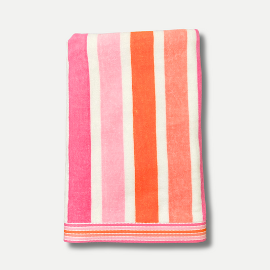 Pink and Orange Striped Beach Towel