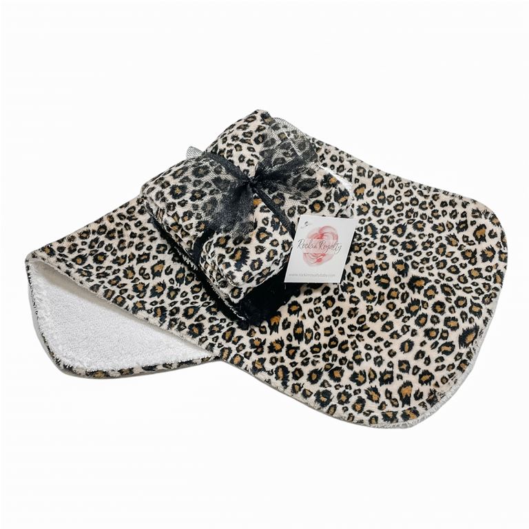 Black Cheetah Burp Cloth Set