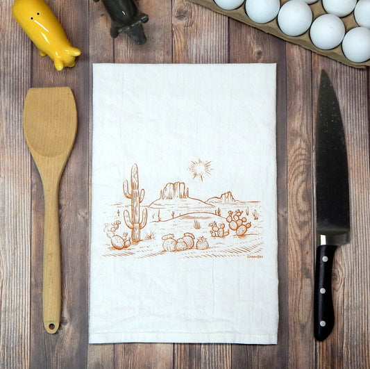 Saguaro Desert Scene Tea Towel